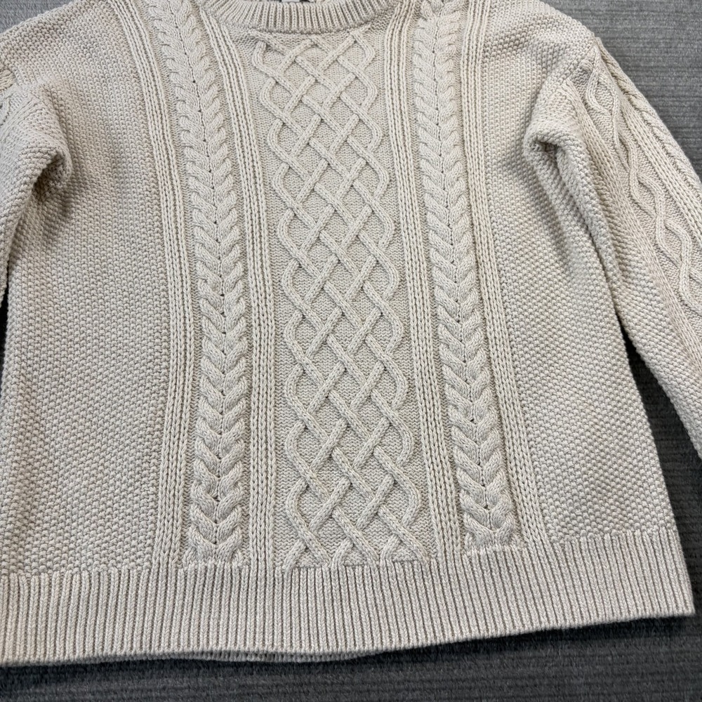 J Crew Sweater Women S Cream Cable Knit Fisherman Classic Coastal Cotton Preppy - Picture 4 of 10